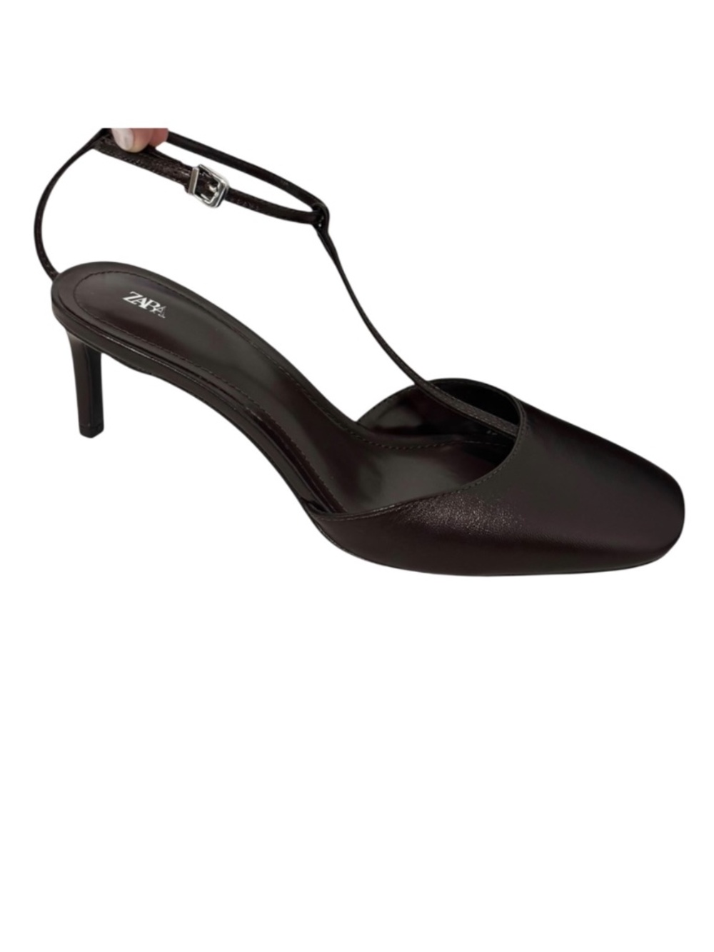 ZARA Brown Slingback Pumps Women's EU 38 US 7.5 Square Toe Low Heel Shoes